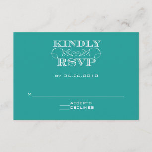 Elégante carte RSVP Turquoise