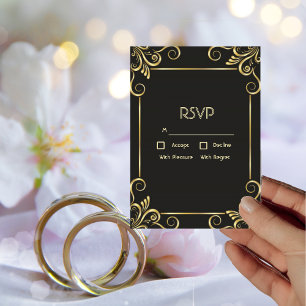 Elégante carte RSVP Vintage Gold Art Deco