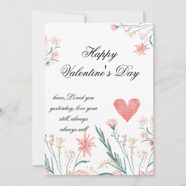 Elégante carte Saint-Valentin - (Devant)