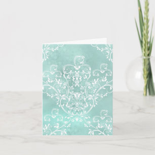 Elégante carte Turquoise Damask Note