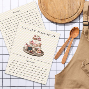 Élégante carte Vintage de pâte à gâteau rayée Rece