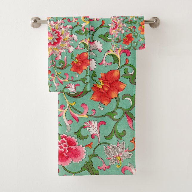 Élégante Chinoiserie Florale asiatique couleur viv (En situation)