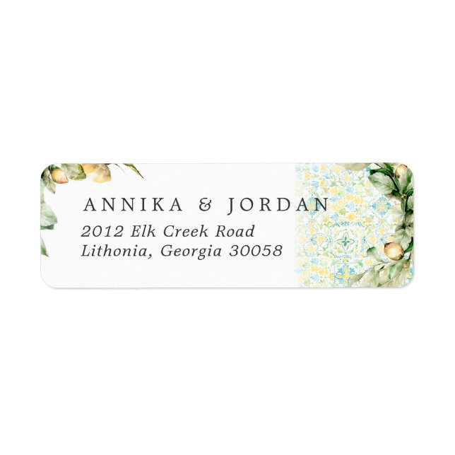 Élégante citron | ÉTIQUETTE DE ADRESSE MARIAGE (Devant)