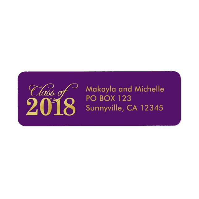 Élégante classe Purple & Gold de 2018 Graduation (Devant)