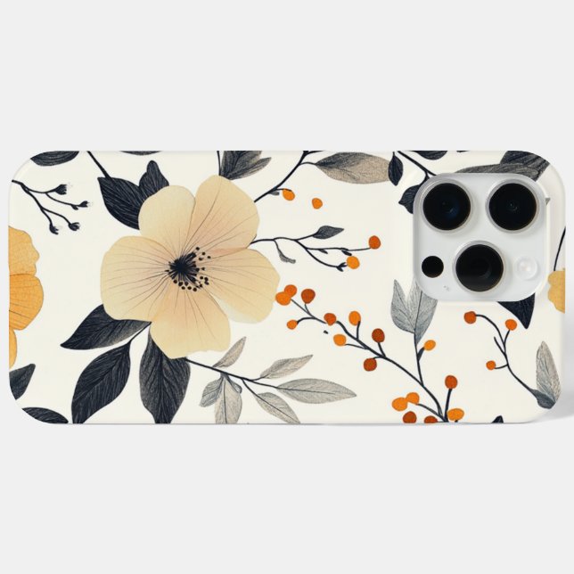 Élégante coque iphone de fleurs et feuilles botani (Verso (horizontal))