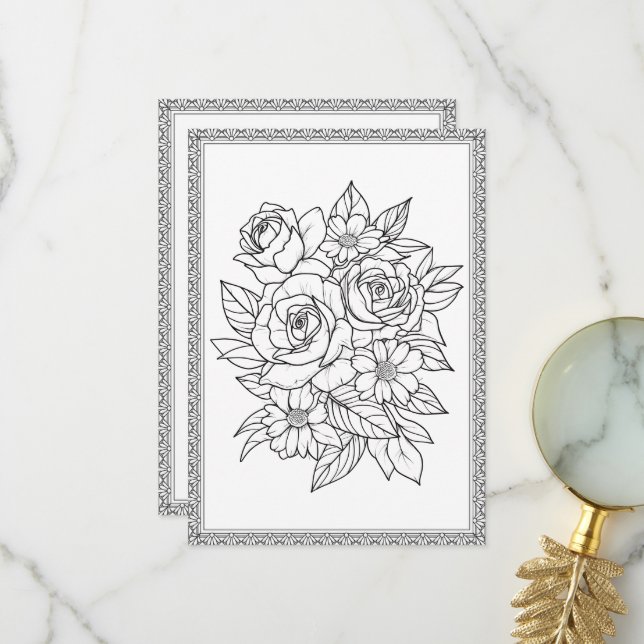 Elégante couleur florale Votre propre carte de voe (Devant/Arrière en situation)