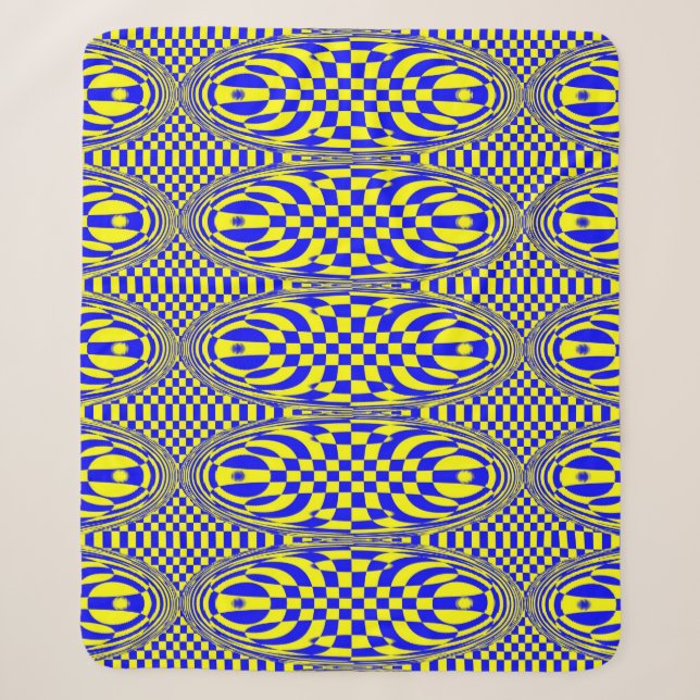 Élégante couverture Sherpa bleu jaune moderne (Devant)