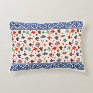 Elégante crème et Motif rouge  Coussin