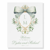 Élégante Crest avec Mariage de la Bow verte Bienve