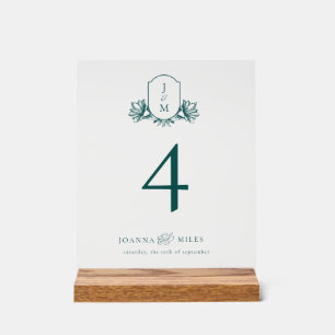 Élégante crête de monogramme Turquoise foncé