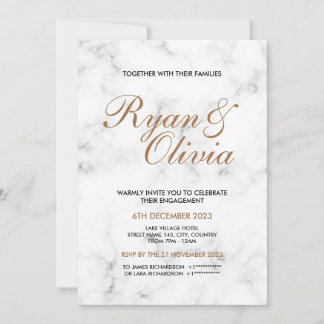 Elegante Customizable White marble wedding  Invitation