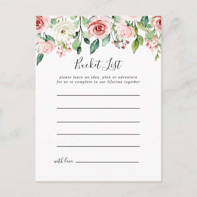 Elégante Dainty Automne Floral Bucket List Cartes (Devant)