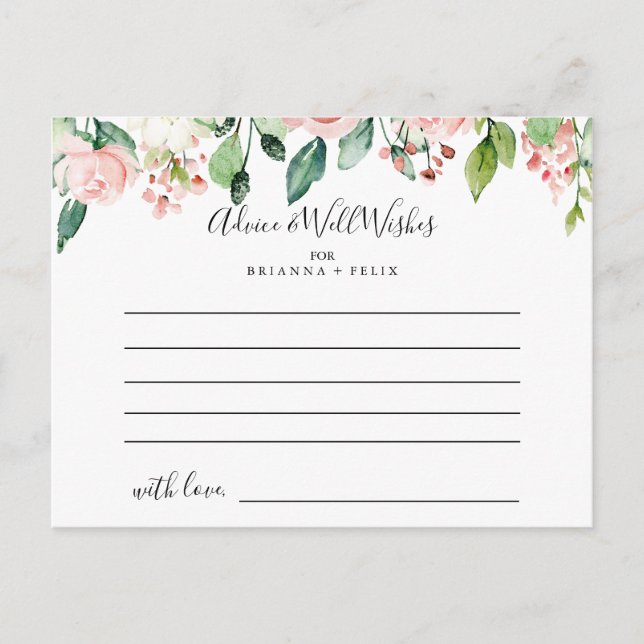 Elégante Dainty Automne Floral Mariage carte conse (Devant)