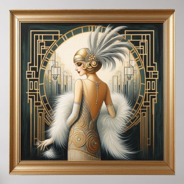 Élégante dame de vitre Art Déco des années 1920, c (Devant)