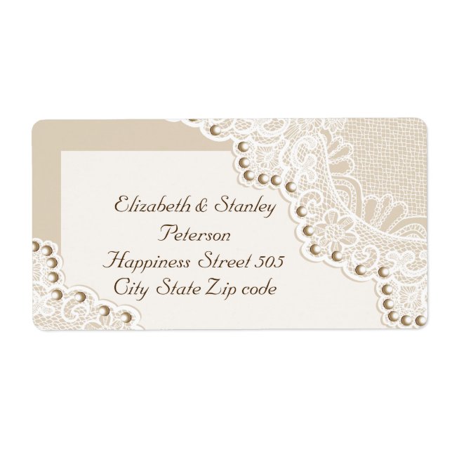 Elégante dentelle blanche avec perles mariage étiq (Devant)
