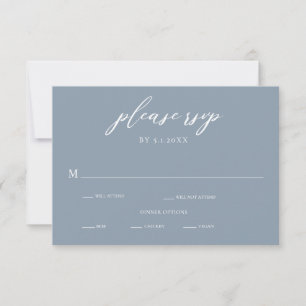 Elégante Dusty Blue Calligraphy Wedding Carte RSVP
