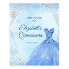 Elégante Dusty Blue Winter Quinceañera Affiche de 