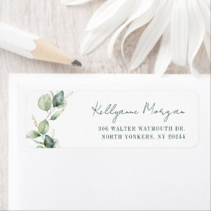 Élégante écriture aquarelle eucalyptus adresse de