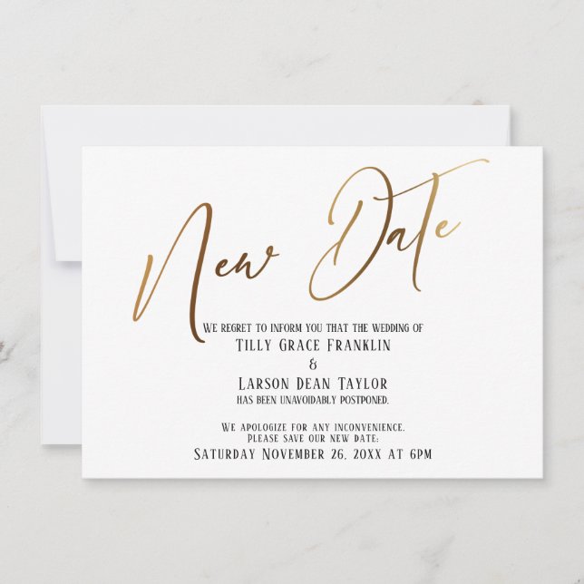 Élégante écriture manuscrite or Nouveau Faire-part (Devant)