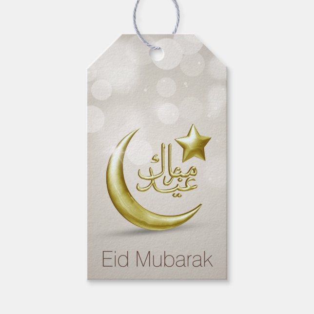Élégante Eid Moubarak Gold Moon Star - étiquette c (Devant)