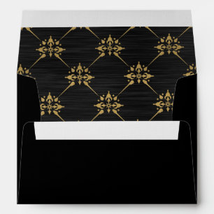 Élégante enveloppe Art déco en métal noir Faux or