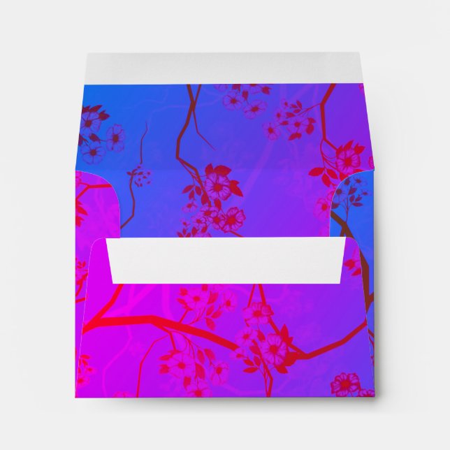 Élégante enveloppe colorée en fleurs de cerises (Dos (Bas))