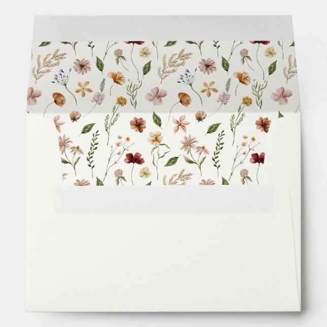 Élégante enveloppe de Baby shower Fleur sauvage cr (Dos (Bas))