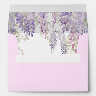 Élégante enveloppe de fleurs de glycine violette
