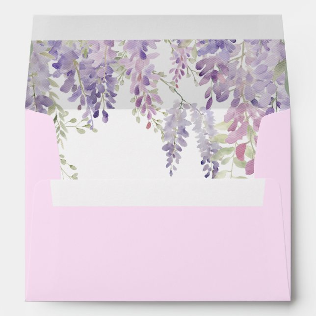 Élégante enveloppe de fleurs de glycine violette (Dos (Bas))
