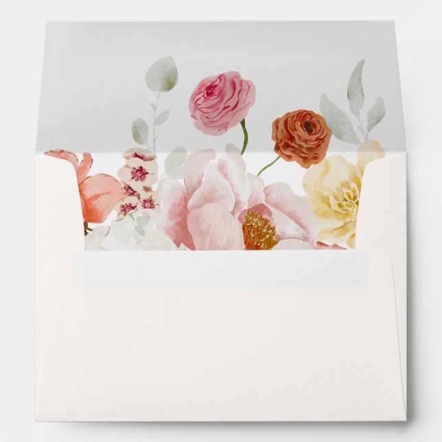 Élégante enveloppe de fleurs de printemps colorées (Dos (Bas))