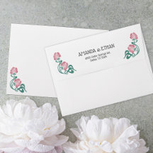 Élégante enveloppe de Mariage blanc floral Art nou