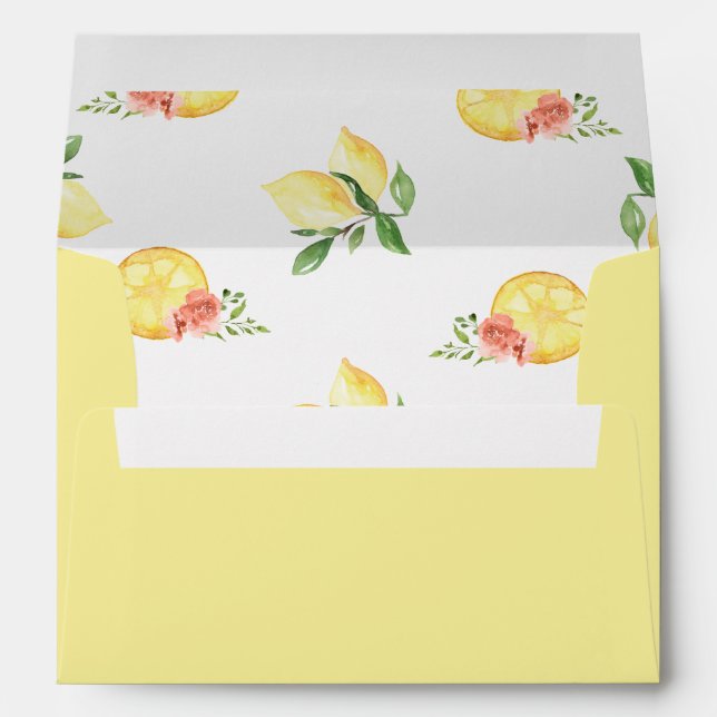 Élégante enveloppe de Mariage botanique de citron (Dos (Bas))