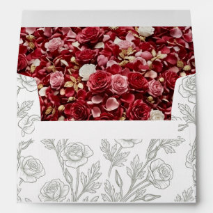 Élégante enveloppe de mariage Fleur de Rose de New
