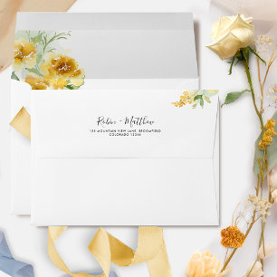 Élégante enveloppe de Mariage floral jaune et ocre