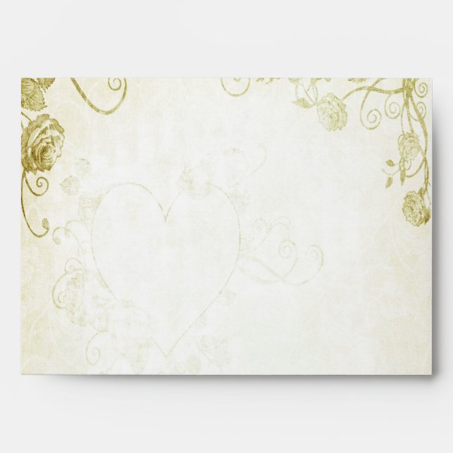 Élégante enveloppe de mariage or vintage (Devant)