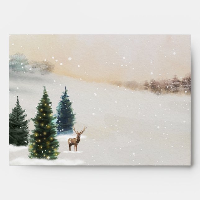 Élégante enveloppe d'invitation de bois d'hiver (Devant)
