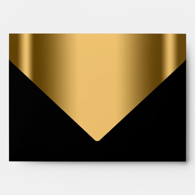 Élégante enveloppe d'invitation en or noir (Devant)