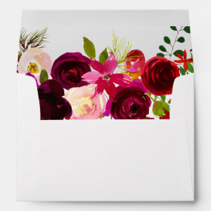 Élégante Enveloppe d'invitation Fleurs rouges Bour