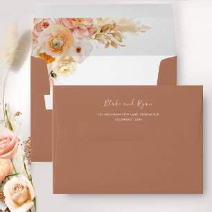 Élégante Enveloppe en terre cuite Peach Floral Ins