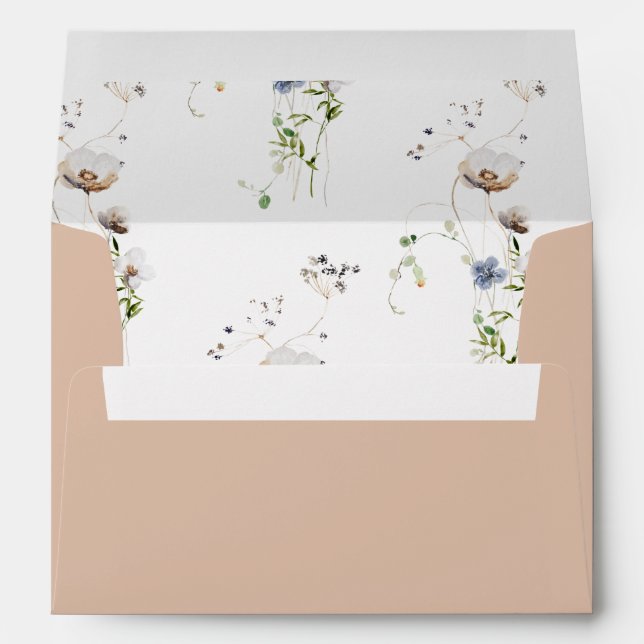 Élégante enveloppe Fleur sauvage aquarelle (Dos (Bas))