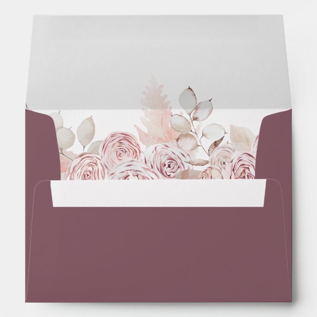 Elégante enveloppe florale couleur rose roux 5x7 (Dos (Bas))