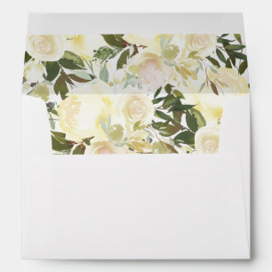 Élégante enveloppe florale crème blanche