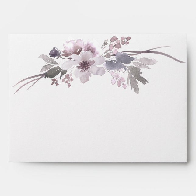 Élégante Enveloppe florale d'hiver violet gris (Devant)