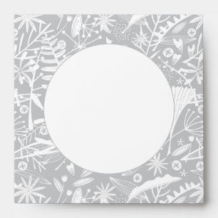 Élégante enveloppe florale en silhouette grise