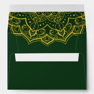 Élégante Enveloppe Mandala Vert Et Or