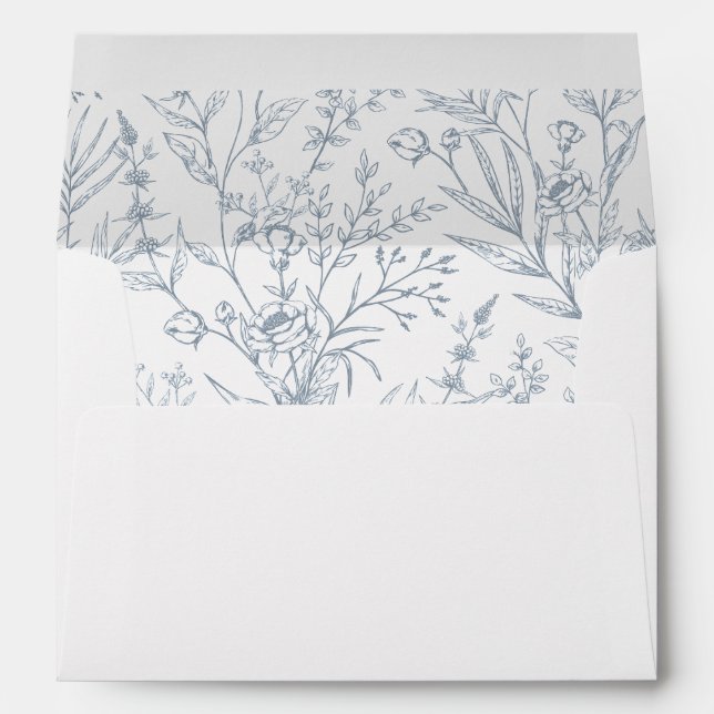 Elégante enveloppe mariage à motif floral français (Dos (Bas))