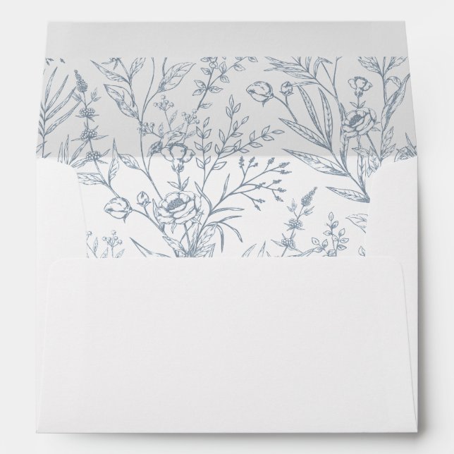 Elégante enveloppe mariage à motif floral français (Dos (Bas))