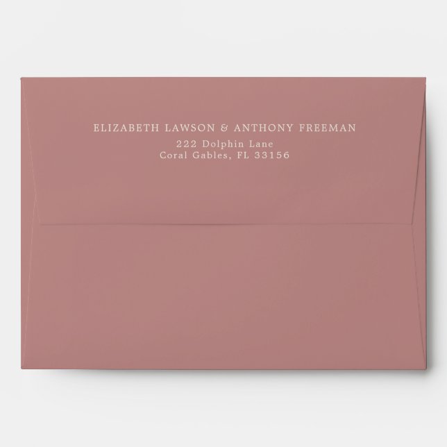 Élégante enveloppe Mariage  adressée au Rose Dusty (Dos (Haut rabat))