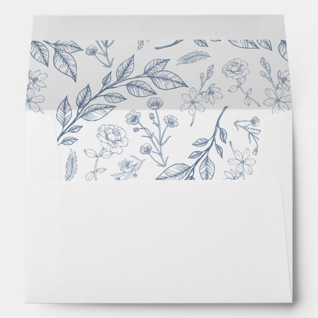 Élégante enveloppe Mariage bleu bleu-bleu-bleu (Dos (Bas))