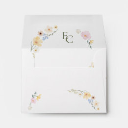 Élégante enveloppe Mariage de monogramme de saumon